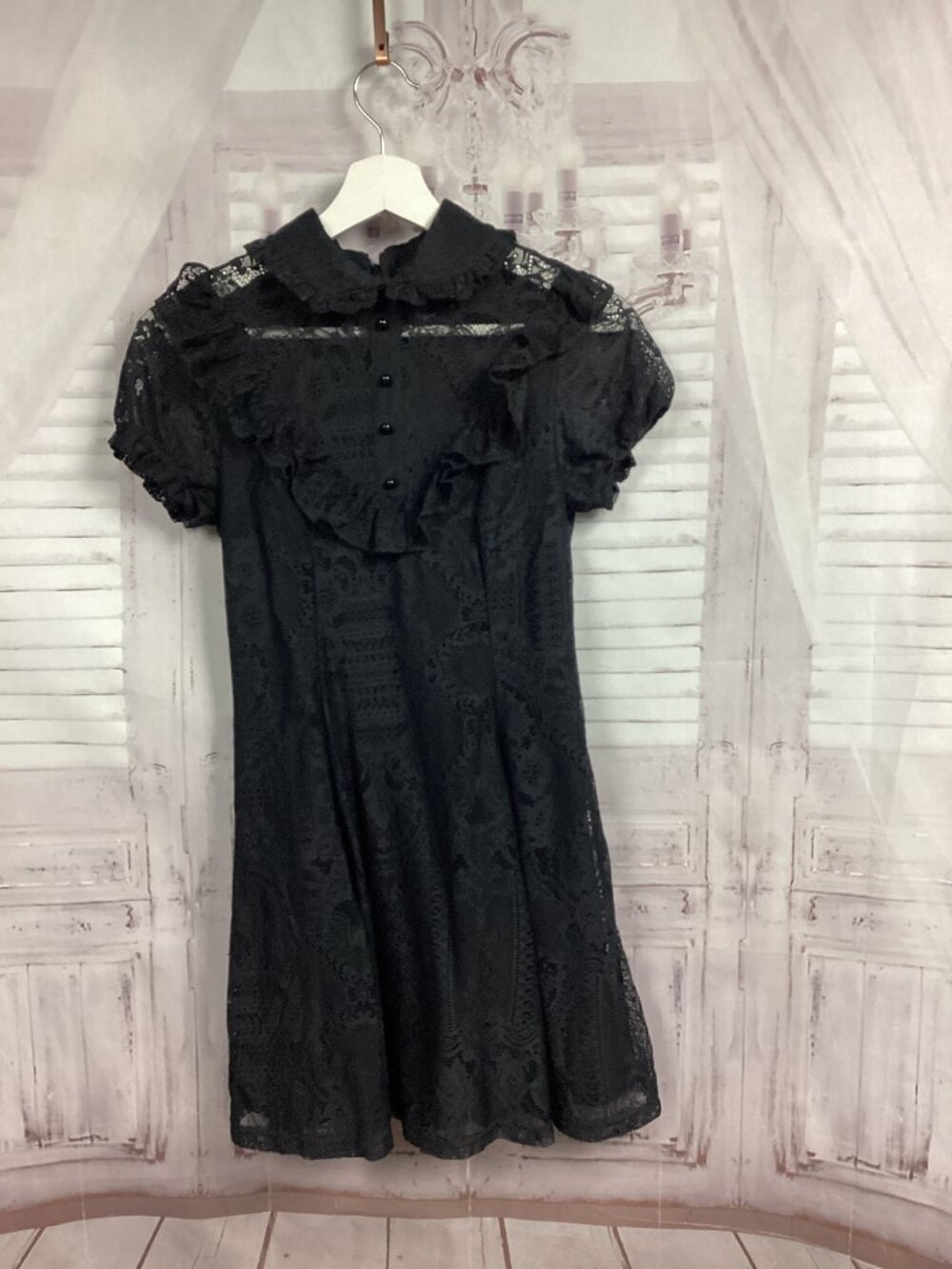 Killstar Black Lace Midi Ruffle Gothic Dress S - Picture 11 of 11
